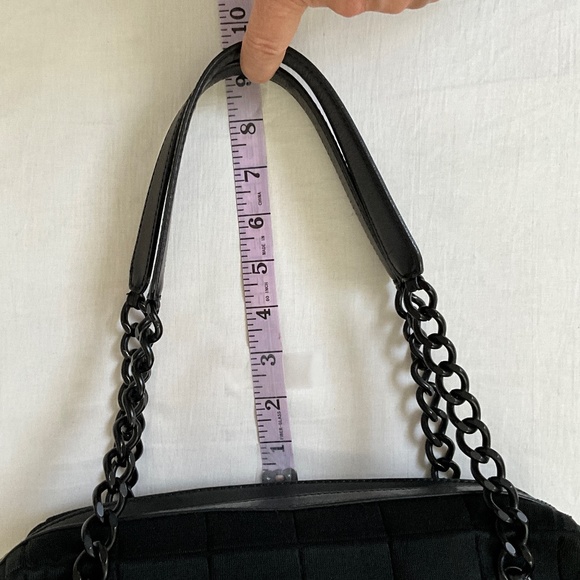 CHANEL Vintage Jersey Square Quilt Shoulder Tote Black - Picture 11 of 15